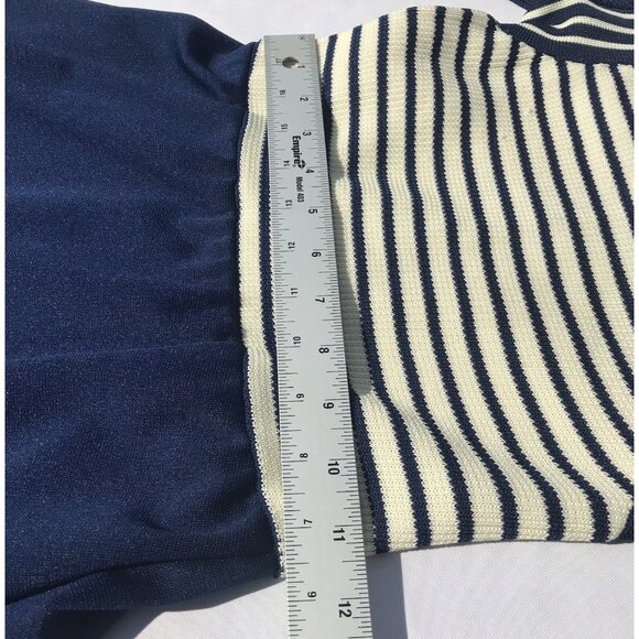 Vtg 60s 70s Giamo Knits Mod Navy Blue Striped Knit Maxi Sailor Sweater Dress USA - Picture 12 of 16